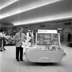 W H Smith’s mobile bookstall in Ocean Terminal  Sothampton Docks  1950.