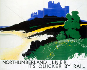 'Northumberland: It’s Quicker by Rail’  LNER poster  1934.
