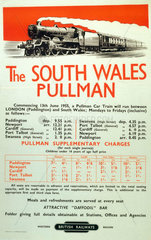 'The South Wales Pullman'  BR poster  1955.
