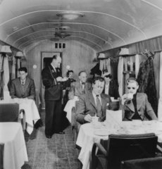 Taking tea in British Railways First Class dining car  March 1951.