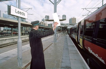 Guard at Leeds Station  2001.