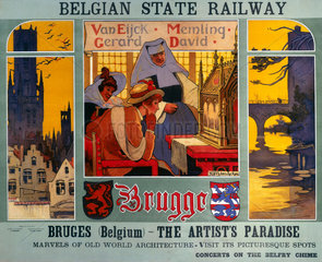 'Brugge: The Artist’s Paradise'  Belgian State Railway poster  1911.