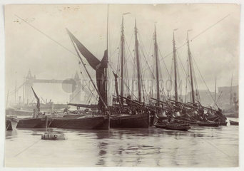 Thames barges  London  1880s.
