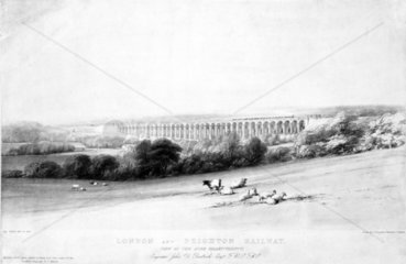 ‘View of the Ouse Viaduct'  London & Brighton Railway  c 1841.