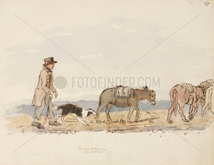 Pack horses  Northumberland  c 1805-1820.