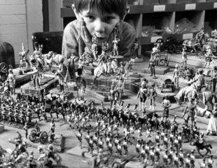 Boy with toy soldiers  January 1972.