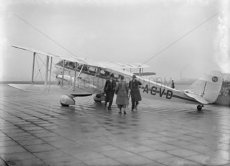 Railway Air Services aeroplane and passengers  c 1930s.