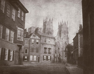 Street in York  with West Front of York Minster  Yorkshire  c 1845.