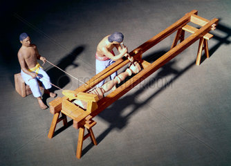 Model of Chinese lathe.