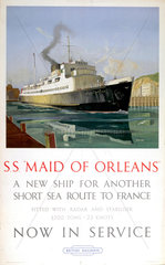 ‘SS Maid of Orleans’  BR poster  1950s.