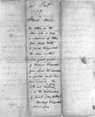Letter from James Watt to Josiah Wedgwood  1799.