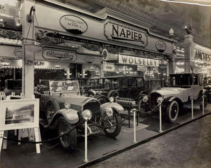Napier Cars on exhibition stand at Olympia
