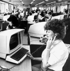 Computers in use at the ‘Horizon’ travel agents  Birmingham  April 1984.