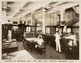 Booking hall  Victoria Terminus  Bombay  India  c 1930.