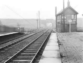 Signal box  Droylsden Station  Manchester  4 November 1929.