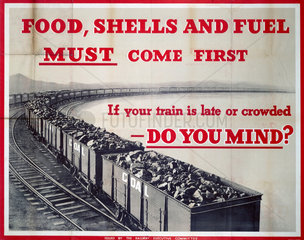 'Food  Shells and Fuel Must Come First'  REC poster  1940.