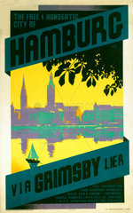 'Hamburg via Grimsby'  LNER poster  c 1930s