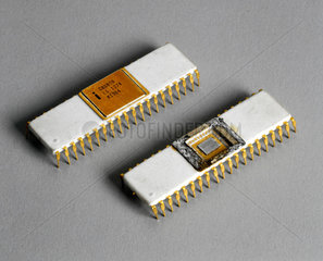 Two Intel 8080 microprocessor chips  1970s.