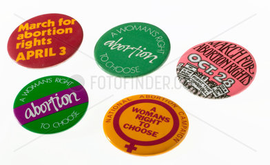 National Abortion Campaign badges  1970-1981.