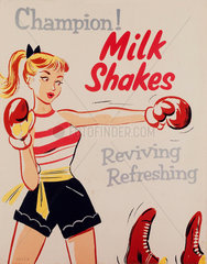 ‘Champion! Milkshakes’  poster  c 1955-1960.