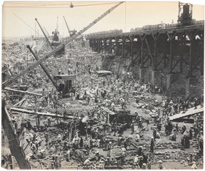 Construction of the Aswan Dam  Egypt  May 1901.