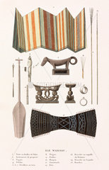 Harpoons  head-rests and other items from ‘Waigiou’  Indonesia  1822-1825.