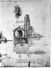 Gear mechanisms  from Leonardo da Vinci’s notebooks  c 1500.