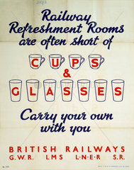 ‘Railway Refreshment Rooms Are Often Short of Cups & Glasses’  1940s.