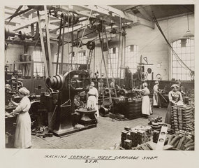 Women workers at Doncaster works  South Yorkshire  c 1916.