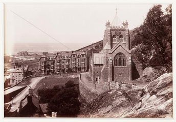 'Barmouth  St. John's Church and Belle Vue'  c 1880.