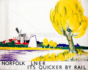 ‘Norfolk - It's Quicker by Rail'  LNER poster  1923-1947.