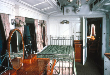 King's bedroom on the London & North Western Railway Royal Train  c 1916.