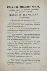 Description of a chemical weather glass  c 18th century.