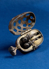 Tinder pistol in egg-shaped case  Japanese  1700-1850.