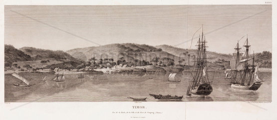 Sailing ships in the natural harbour at Kupang  Timor  1801-1803.