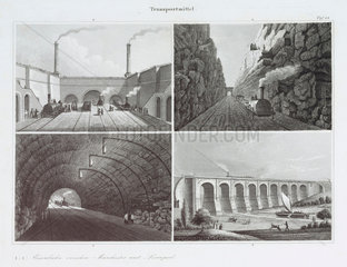 Four views of the Liverpool & Manchester Railway  c 1830s.