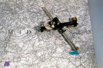 Coradi planimeter and map  1886.