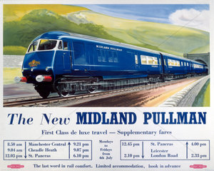 ‘The New Midland Pullman’  BR(LMR) poster  c 1950s.