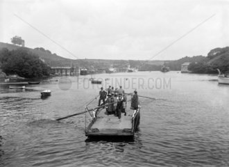 Ferry over the River Fowey  Cornwall  1922.