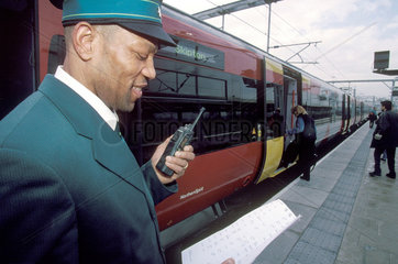 Guard at Leeds Station  2001.