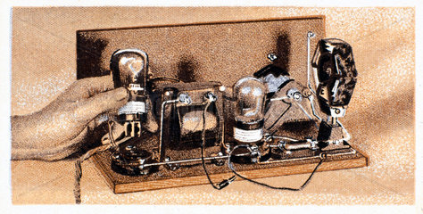‘How to build a two valve set’  No 23  Godfrey Philips cigarette card  1925.