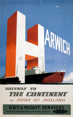 'Harwich  Gateway to the Continent'  BR (ER) poster  1956.