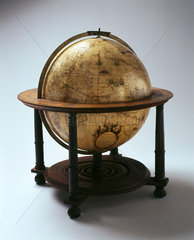 Terrestrial globe on a wooden stand  1599.