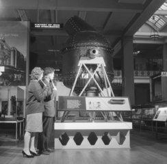 Visitors using telesonic lorgnettes  Science Museum  London  1961.