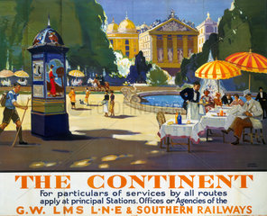 'The Continent'  GWR/LMS/LNER/SR poster  1938.