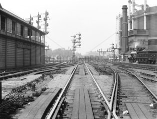 Points and signals at St Pancras Junction  London  c 1900.