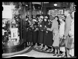 First day of the sales in Quin & Axtens  Brixton  October 1934.