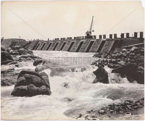 ‘Central channel sluices from north west’  Aswan Dam  Egypt  April 1901.
