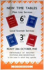 'New Time Tables’  LMS/LNER poster  1940.