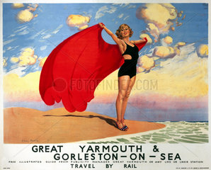 'Great Yarmouth & Gorleston-on-Sea'  LMS and LNER poster  1923-1947.